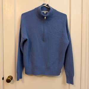 Unisex Blue Zip-Up Cashmere Sweater